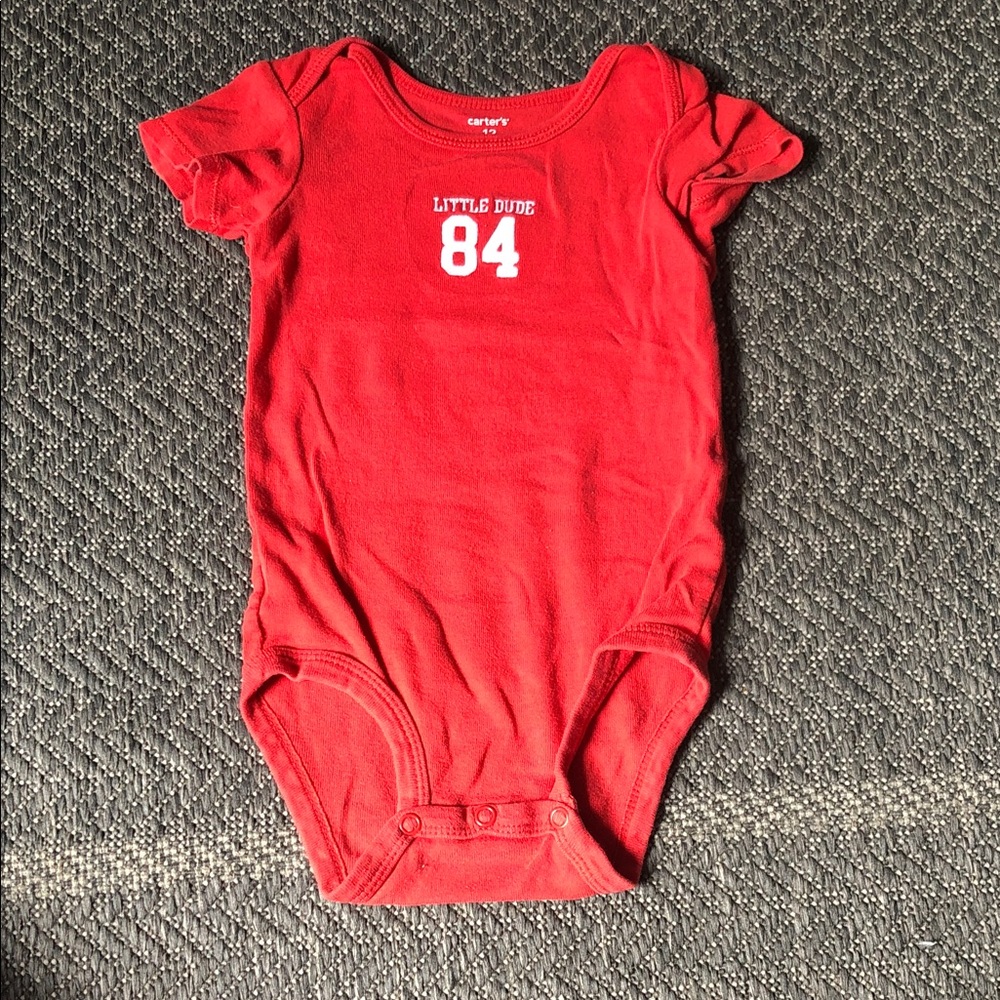 Carter's Red 'Little Dude 84' Short-Sleeve One-Piece